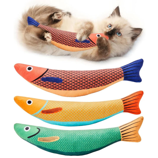 JMT-909322 Soft Catnip Crinkle Saury Fish Toys – 3 Pack Indoor Exercise Cat Toys
