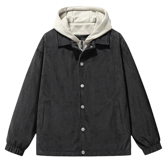 JMT-726922 Fashion Man Coat Casual Oversized Sports Design Long Canvas Jacket Zipper Closure Suede Jacket Man