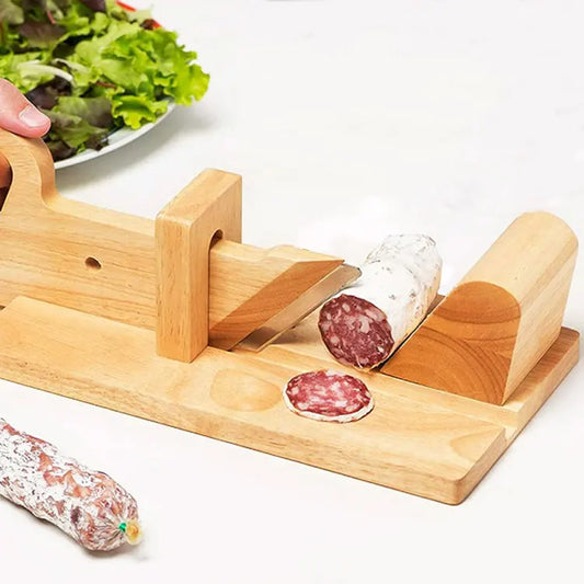 JMT-547210 Wooden Rectangle Salami Slicer for Hassle-Free Cutting of Ham, Hard Cheese, and Vegetables