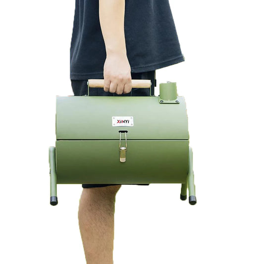 JMT-890122 Portable Smokeless Charcoal Barbecue Grill - Black and Green, Easy to Assemble, Ideal for Outdoor Camping, 4-5 People