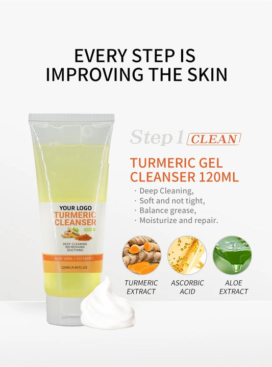 JMT-859914 Organic Turmeric Facial Gel Cleanser - Pore Cleansing, Exfoliating & Moisturizing Face Wash 100ml
