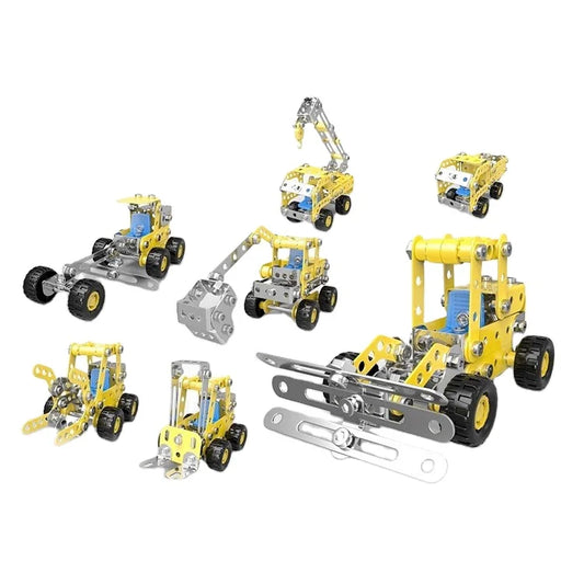 JMT-794634 180-Piece Metal Block Truck Toy - 7-in-1 Educational Puzzles for Creative Learning