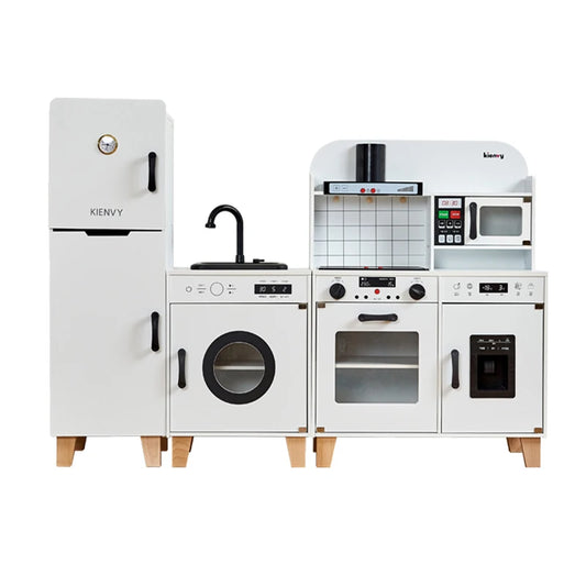 JMT-223114 Custom Toddler Wooden Kitchen Play Set with Sounds and Lights for Pretend Cooking Role Play