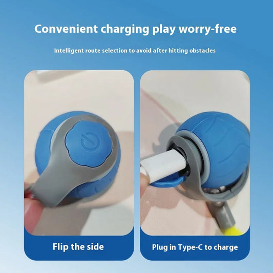 JMT-809866 Interactive Electric Cat Toy Ball with Plush Tail - Smart Charging Pet Toy for Indoor Cats