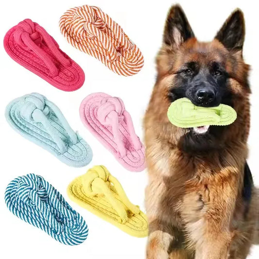 JMT-397706 Interactive Woven Cotton Rope Dog Chew Toy for Dental Care and Play