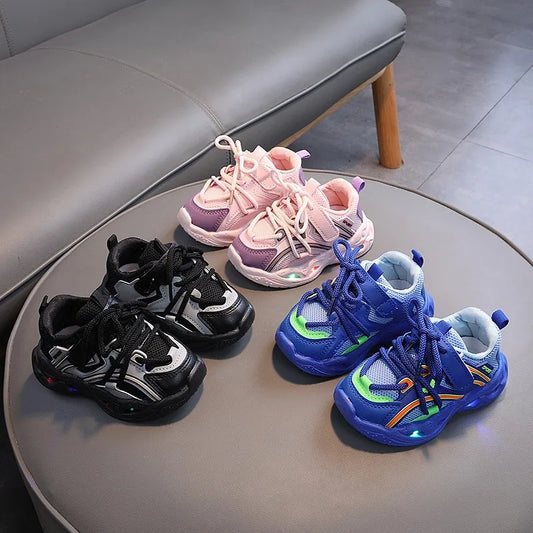 JMT-630282 Spring and Autumn Girls Comfortable Luminous Sports Shoes Boys Fashion Casual Soft Soled LED Sports Shoes