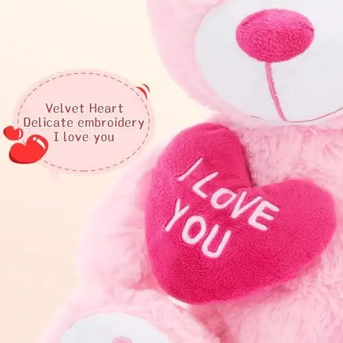 JMT-264458 12-Inch Pink Soft Plush Teddy Bear Toy for Kids and Adults - Ideal Valentine's Day Gift