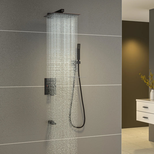 JMT-695306 Concealed Wall-Mounted Shower System with 10/12 Inch Stainless Steel Shower Head and Handshower