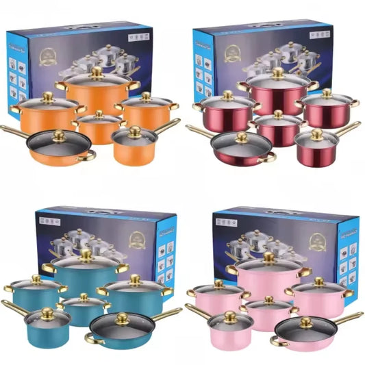 JMT-853322 12-Piece Stainless Steel Non-Stick Cookware Set with Gift Box
