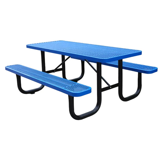 JMT-038218 Commercial Steel Picnic Table and Bench Set for Outdoor Dining and Events