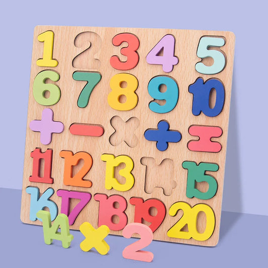 JMT-260810 3D Wooden Alphabet and Number Puzzle for Kids - Montessori Educational Activity Toy