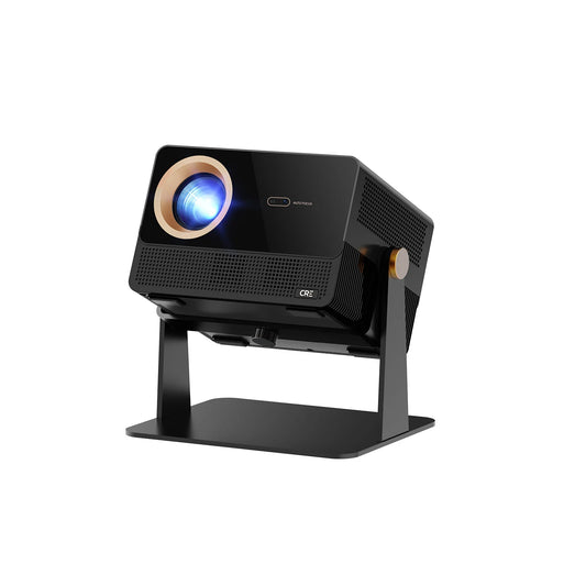 JMT-149450 Portable Home Theater Projector with 1200 Lumens Brightness, 1080P Resolution, Built-In Speakers, and Android 9 Smart TV Features