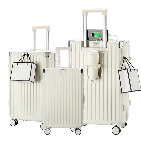 JMT-904138 Custom Lightweight 3-Piece Travel Luggage Set with Wheels and USB Port Lock