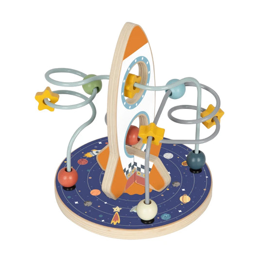 JMT-179786 Montessori Wooden Beads Maze Toy - Multifunctional Rocket-Shaped Educational Activity for Preschool Learning
