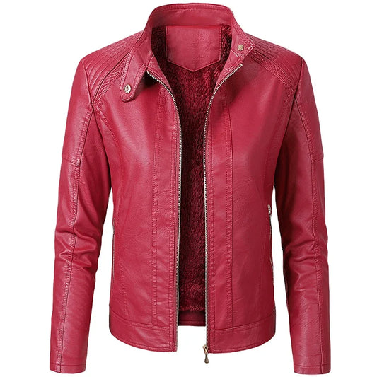 JMT-551882 Hot Selling Sporty Women's PU Leather Jacket with Long Sleeves Customizable Motorcycle Suit for Outfit Clothing