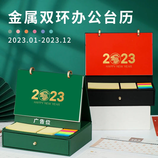 JMT-280266 2023 Foldable Calendar with Notebook and Sticky Notes, Compact Design for Organisation