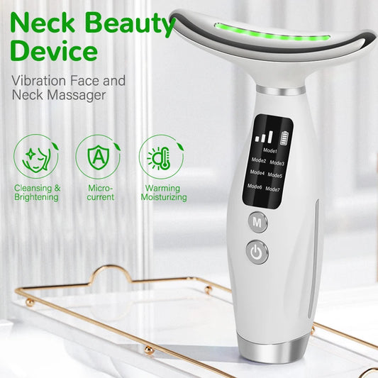 JMT-517578 Neck and Face Massage Device with Red Light Therapy, EMS Vibration, and LED Heating for Skin Rejuvenation