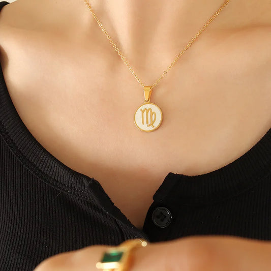 JMT-078666 Designer White Seashell Necklace Woman Gold Plated Stainless Steel Pendant Necklace Jewelry