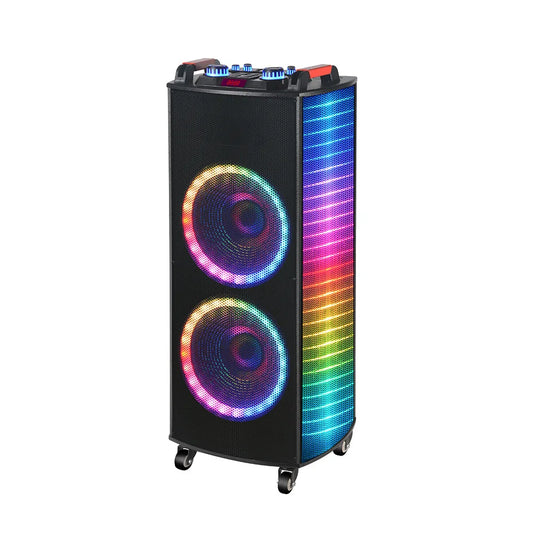 JMT-923018 12 Inch Portable Wireless Subwoofer with RGB LED Lights and Bluetooth Functionality
