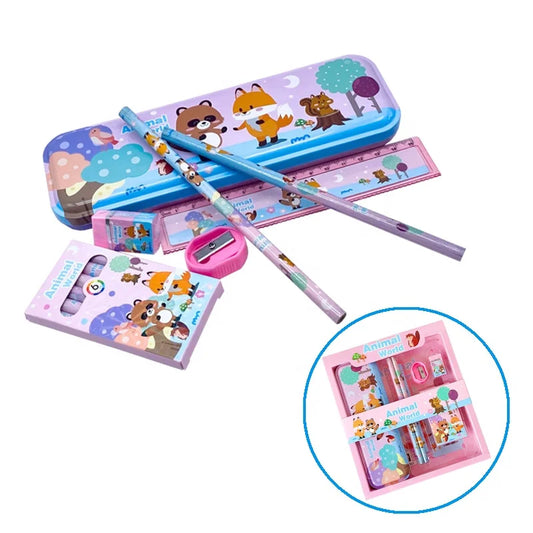 JMT-285194 12-piece Customised School Supplies Set with Pencil Case, Ruler, Eraser and Crayon for Kids