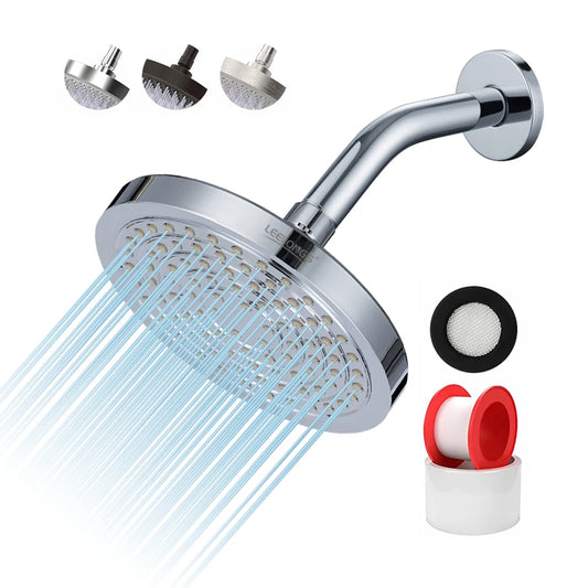 JMT-481738 Chrome Rainfall High Pressure Shower Head V-33020, 6 Inch Wall Mount, ABS & Brass Material, TPR Nozzles