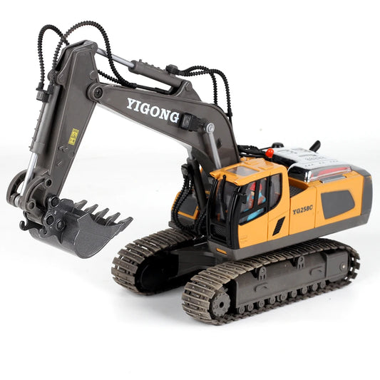 JMT-200714 Remote Control Alloy Engineering Bulldozer Toy with Light and Sound - 2.4G Wireless Excavator Vehicle