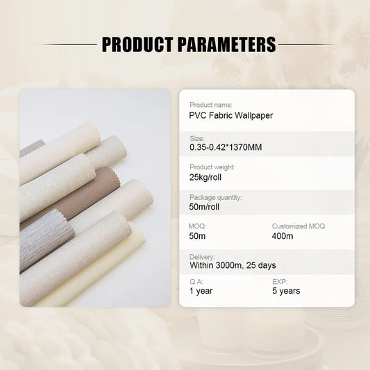 JMT-004874 Linen Wallpaper with Antibacterial and Water-Resistant Properties for Easy Maintenance