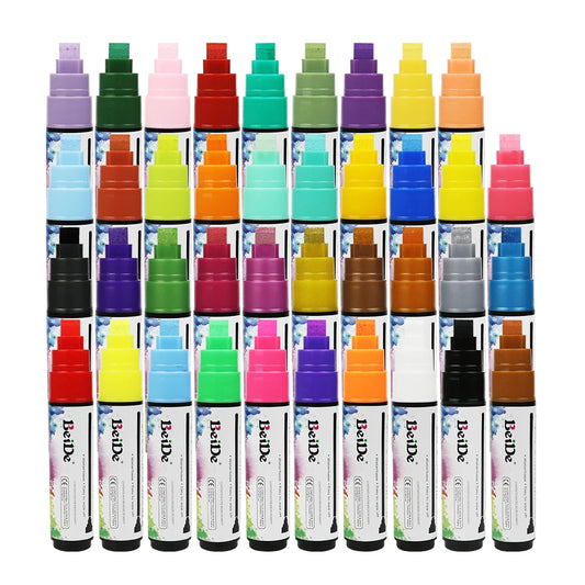 JMT-119050 10mm Flat Tip Neon Dry Erase Liquid Chalk Marker - Water-Based, 8 Colours, Reusable, Safe for Skin