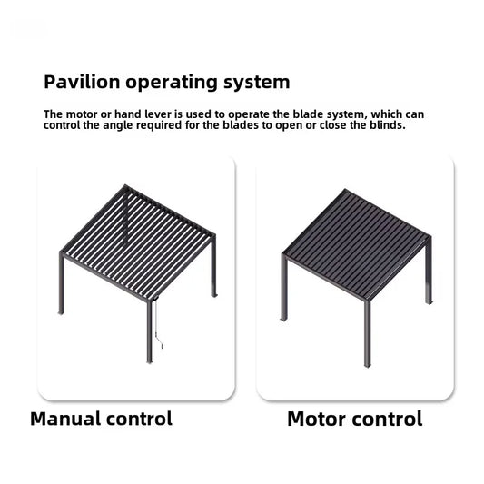 JMT-272138 Aluminium Motorized Outdoor Pergola with Adjustable Louvers for Sun and Rain Protection