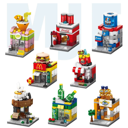 JMT-678218 8-in-1 Mini City Street View 3D Building Block Set for Kids