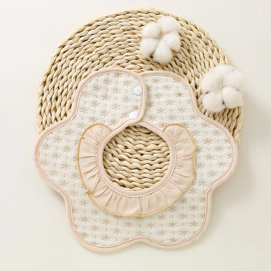 JMT-430538 Baby Saliva Towel Colored Cotton Warm Lace Saliva Bib 360 Degree Baby Bib Petals