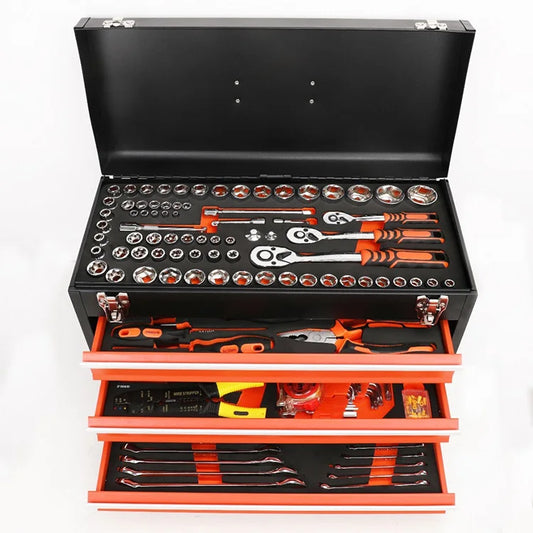 JMT-949386 90-Piece Hand Carry Tool Set with Sockets and Wrenches in Tool Box for Home and Garage Maintenance