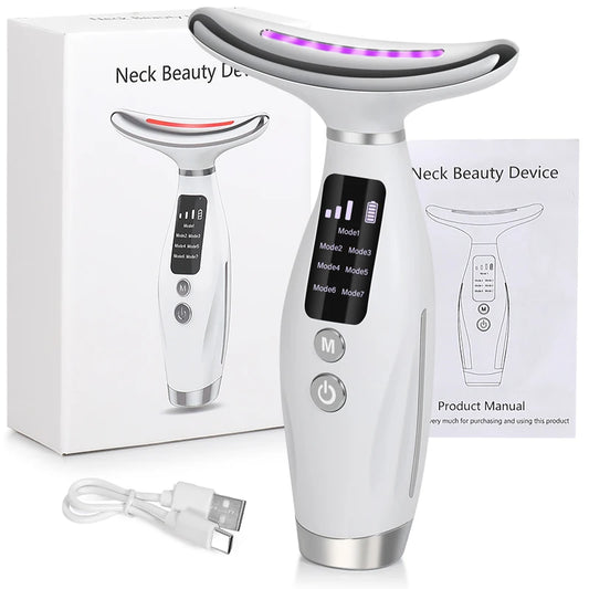 JMT-517578 Neck and Face Massage Device with Red Light Therapy, EMS Vibration, and LED Heating for Skin Rejuvenation