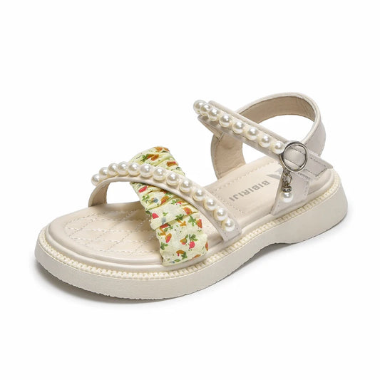 JMT-466442 Summer Fashion Girls' Sandals Beautiful Pearl Decor with Soft Bottom for Baby and Children
