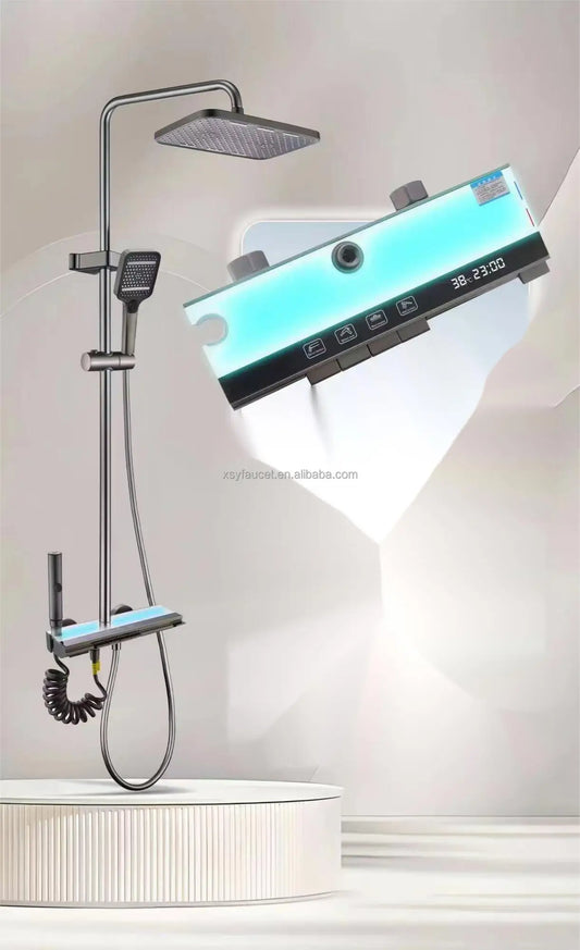 JMT-842186 Waterfall Shower Panel with Body Massage Jets and Hand Spray