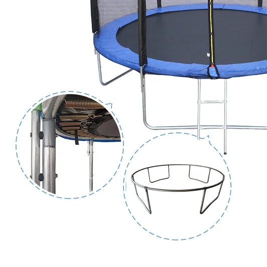 JMT-061002 Outdoor Family Trampoline with Safety Net - 6ft to 16ft Adjustable Size for Kids and Adults
