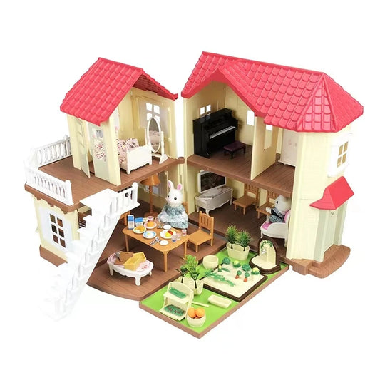JMT-109002 Forest Family Mini Doll House Role Play Set for Kids - Plastic Pretend Playhouse Gifts for Girls