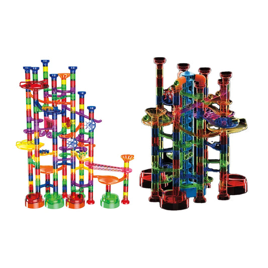JMT-105354 325-Piece Glow-in-the-Dark Marble Run STEM Toy Set with Motorized Elevator for Kids
