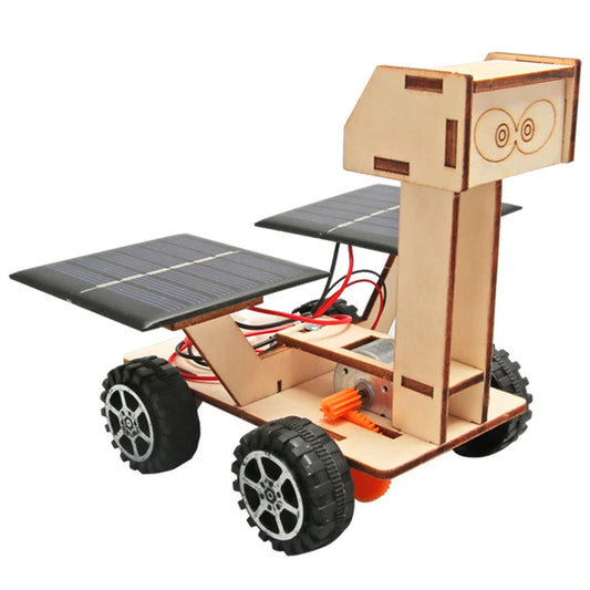 JMT-940362 Handmade Solar-Powered Wooden Lunar Rover Space Model DIY Educational Toy for Children