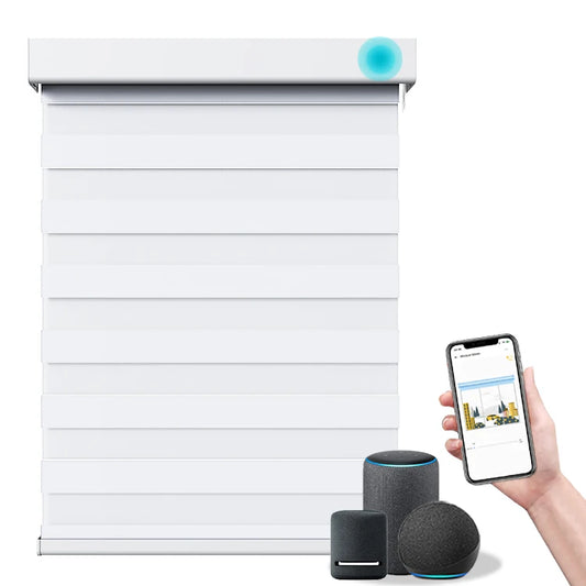 JMT-908810 Motorised Double Layer Day and Night Roller Window Blinds with Remote Control and WIFI Connectivity