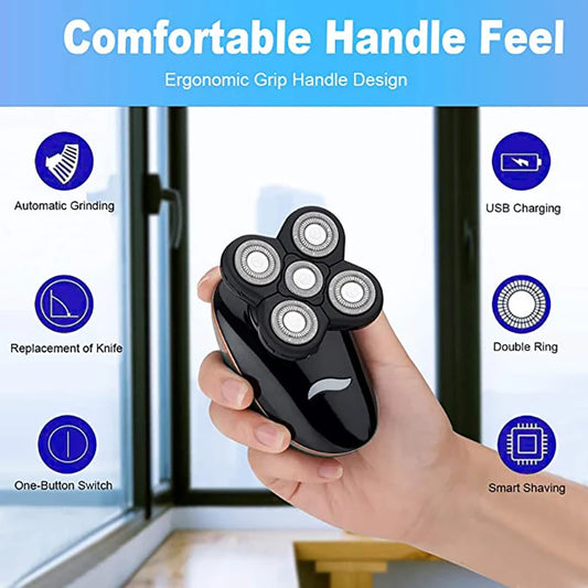 JMT-337930 Cordless 5D Electric Shaver for Men - Waterproof, 5-in-1 Head Shaver with Travel Lock and Stainless Steel Blades