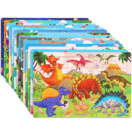 JMT-951242 30-Piece Wooden Jigsaw Puzzle for Toddlers - Educational Montessori Animal Game for Kids