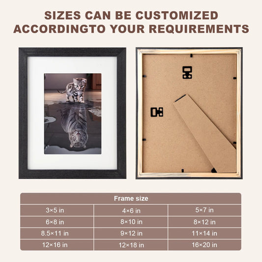 JMT-636682 Custom A3 to A24 Wood and Acrylic Photo Frames in Various Colours