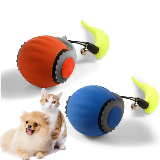 JMT-500298 Interactive Rolling Silicone Dog and Cat Toy with Bell and Tail
