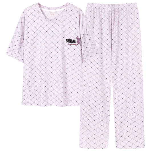JMT-442570 Women's Pajama Set Two Pieces Short-Sleeved Trousers Homewear Sleepwear Leisure Comfortable Cotton Sweet Soft
