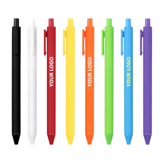 JMT-036554 Custom Logo Printed Retractable Ballpoint Pen with Soft Rubber Grip in Multiple Colours