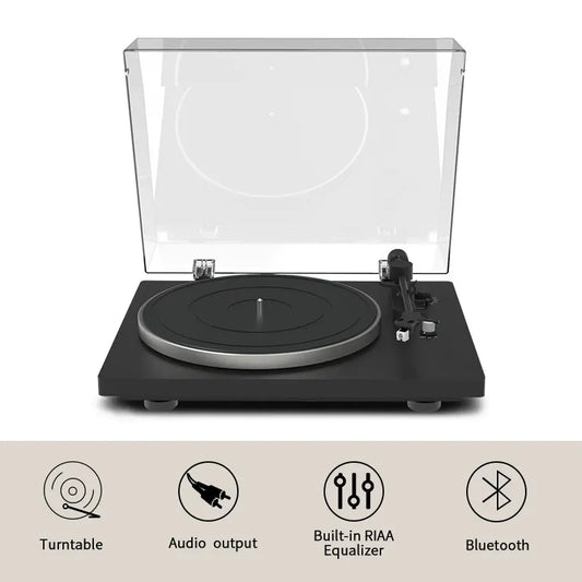 JMT-947722 Bluetooth Vinyl Record Player Turntable with HiFi Sound and Classic Gramophone Design