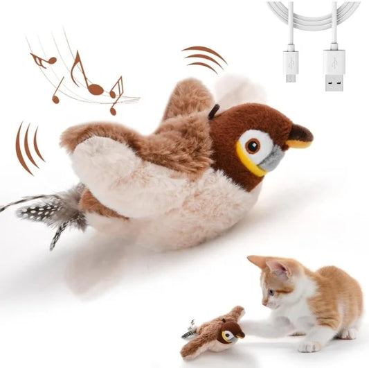 JMT-154506 Rechargeable Interactive Cat Toy with Touch Activation and Chirping Flapping Bird for Indoor Kittens
