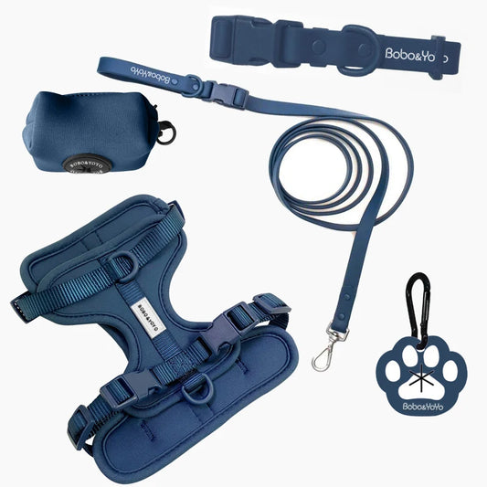 JMT-750090 Custom Neoprene Cat and Dog Collar Harness Leash Set in Luxury PVC - Hands-Free Design