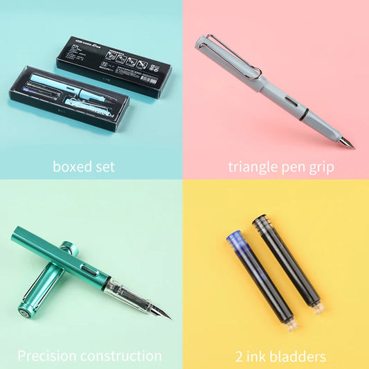 JMT-938250 Ergonomic Fountain Pen with EF Nib - Black and Blue, 16.1 cm Size